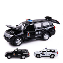 Sale 1:32 Toyota special police alloy model,simulation die-cast metal sound and light pull back toy SUV car model,free shipping 2024 - buy cheap