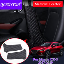 QCBXYYXH Car Styling 2 pcs CX-3 De Couro Para Mazda 2017-2019 Porta Do Carro Anti-Kick Pad Tampa Interna decoração B Pilar Cobre 2024 - compre barato