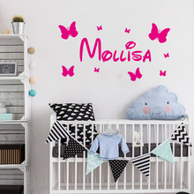 Calcomanía de pared con nombre de mariposas de vinilo, pegatina de pared para decoración de habitación de niños, nombre del bebé personalizado, decoración de dormitorio, ZX562 2024 - compra barato