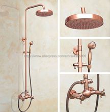 Antique Red Copper Wall Mounted Shower Faucet Bathroom Rainfall Shower System Set Faucet With Handheld Sprayer Brg522 2024 - buy cheap