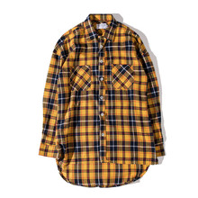 2018 US Hip Hop Most FOG FOG Men unisex flannel Long-sleeved plaid oversized dress shirt 5 colors, casual shirts, for men, blue yellow, turn-down collar, s m l xl 2024 - buy cheap
