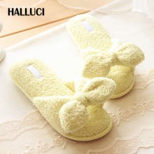 Candy color bowknot bathroom home slippers shoes women lovely cotton peep toe slipper flip flops indoor shoes slides 2024 - buy cheap
