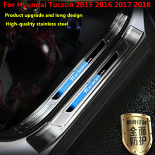 Alta qualidade placa de aço inoxidável peitoril da porta pedal bem vindo estilo do carro acessórios para hyundai tucson 2015 2016 2017 2018 2024 - compre barato