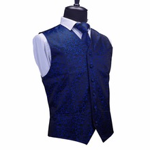 Gusleson colete floral masculino, de qualidade, colete, gravata, lenço, conjunto fino, para festa de casamento 2024 - compre barato