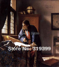 Johnes-pintura al óleo Vermeer, geógrafo, envío gratis vía FeDex o DHL,100% hecho a mano, JV017 2024 - compra barato