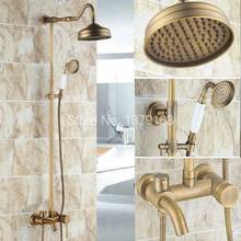 Brass Antique Retro Bathroom Rainfall Bathtub Shower Mixer Tap Faucet Single Handle Wall Mounted ars224 2024 - buy cheap