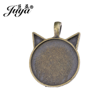 JUYA-colgante de collar con forma de orejas de gato, accesorios de joyería para DIY, 25mm, 4 unids/lote, ajuste de Cameo, Base de bandeja, bisel en blanco AD0192 2024 - compra barato