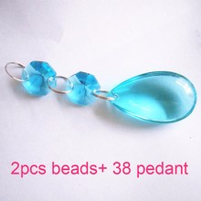 30pcs/lot 38mm Crystal Waterdrop Aquamarine Glass Crystal Pendants Lighting Prisms Trimming Suncatcehers For Strand Garland 2024 - buy cheap