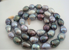 Natural Tahitian Genuine black gray multic drop Pearl Necklace shipping free 2024 - buy cheap