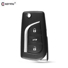 KEYYOU 10X 3 Button Uncut TOY43 Blade Flip Folding Car Remote Key Shell Case For Toyota Camry Corolla RVA4 Reiz Highlander 2014 2024 - buy cheap