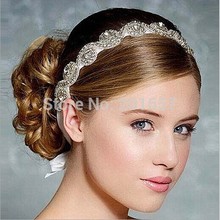 2021 new Wholesale and Retail fashion handmade crystal beads bridal wedding elastic hairband headband hair accessories 2024 - buy cheap
