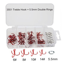 100pcs High Carbon Steel Treble Fishing Hooks Red Bent Triple Hard Artificial Lure Spoon Fishhooks With Round Double Rings 2024 - buy cheap