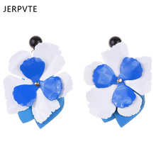 JERPVTE Korea 2018 Design Big Acetic Acid Acrylic Irregular Metal Flower Big Drop Earrings for Women Girl Summer Beach Jewelry 2024 - buy cheap