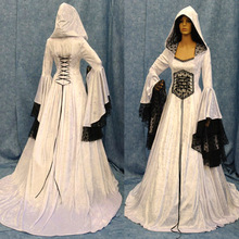 Vestido de boda con capucha para mujer, ropa de fantasía romántica, estilo renacentista, Retro, Medieval, con longitud hasta el suelo, para Cosplay 2024 - compra barato