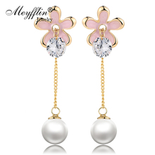 2022 Brand Fashion Jewelry Gold  Jewelry Flower Dangle Earrings for Women Imitated Pearl Earring brincos grandes 2024 - buy cheap