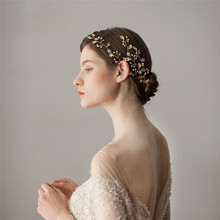  Bridal Hair Vine Accessories Handmade Gold Leaf Wedding Headpiece Women Prom Hair Jewelry Ornament 2024 - buy cheap