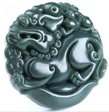 Beautiful Natural Green HeTian Jade Carved Chinese Dragon Kylin Lucky Pendant + Free Necklace Certificate Woman's Fine Jewelry 2024 - buy cheap