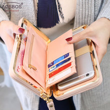 Aosbos Bow Litchi Purse Female Famous Brand ID Card Holders Cellphone Pocket Wallet PU Leather Women Money Bag Clutch 2024 - buy cheap