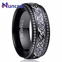 Black Carved Flower Dragon Luminous Titanium Steel Tungsten Ring For Men Stainless Steel Ring For Boyfriend Husband Gift 2024 - buy cheap