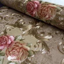 Papel tapiz estereoscópico de PVC impermeable para sala de estar, rollo de papel de pared con textura de fondo para dormitorio, flores 3d, Europa 2024 - compra barato