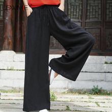 2020 Summer Womens Fashion Elastic Waist Pants Retro Casual Wide Leg Pants Elastic Waist Pockets Plus Size Comfort Linen Pants 2024 - buy cheap