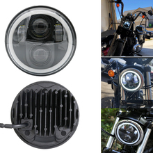 5.75 Inch LED H4 Headlight Headlamp Halo Ring White DRL Angel eye for Harley 883 iron, 883 sportster, softail, touring road king 2024 - buy cheap