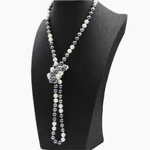 Bohemia Style Long Chain Necklace Simulated Pearl Jewelry Fashion Statement Women 8mm Round Beads Glass Pearls Necklaces 36"A667 2024 - buy cheap