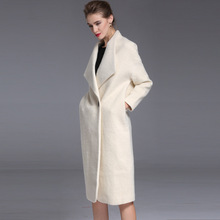 Long woolen coat lady 2021 autumn winter new European and American thick 100 pure woolen Women's woolen overcoat over knee 2024 - buy cheap