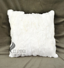 CX-D-27C2 45X45CM European Patchwork Real Rex Rabbit Fur Cushion Cover 2024 - buy cheap