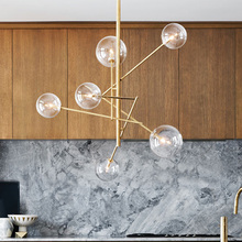 Estilo nórdico 6 cabeças claro bolha de vidro bola de vidro lustre lustre para sala de estar cozinha ouro negro Pendurado luminária 2024 - compre barato