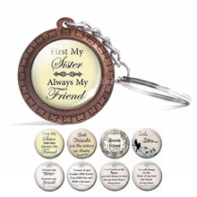 Friendship Keychain " First My Sister, Always My Friend " Sisters Jewelry Best Friends Keychain Wooden Jewelry Gifts for Friend 2024 - buy cheap