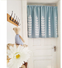 Cortina de meia cortina bordada de janela, para porta de armário de cozinha, com tubo de luz escurecido 2024 - compre barato