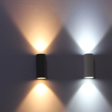 Светодиодный наружный настенный светильник COB 10 Вт, двухголовый цилиндрический водонепроницаемый алюминиевое приспособление для наружного освещения, настенные светильники переменного тока 85-265 в 2024 - купить недорого