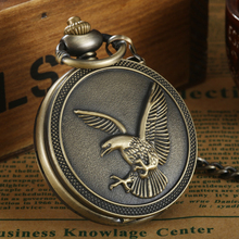Relojes con grabado láser De águila, reloj De bolsillo De cuarzo para hombre, reloj con colgante y cadena para colección De regalos De reloj 2024 - compra barato