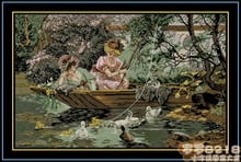 FREE delivery Top Quality lovely counted cross stitch kit fishing, girls sisters fishing in the boat duck 2024 - buy cheap