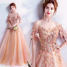 Vestido de noche elegante de encaje con flores, manga casquillo naranja, elegante, CP1, 2020 2024 - compra barato