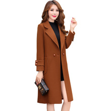 Winter women's fashion simple new 2XL double-breasted woolen coat Medium length straight slim thick warm woolen coat Female y7 2024 - buy cheap