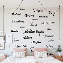 Travel Wall Decal City Name Wall Decals Office wall sticker Country Capital Vinyl Mural For Home Bedroom Adventure stickers N188 2024 - buy cheap