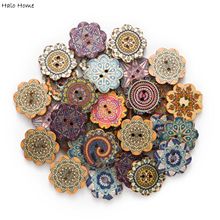 Botões de madeira pintados a flor, 50 peças trabalhos manuais costura scrapbook roupas artesanato acessórios cartão de presente 15-25mm 2024 - compre barato