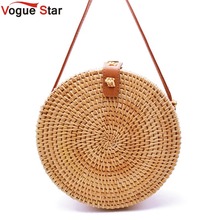 2022 Bohemian Bali Rattan Bags for Women Small Circle Beach Handbags Summer Vintage Straw Bag Handmade messenger bag L26 2024 - buy cheap