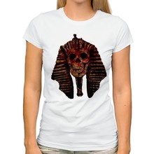 Брендовая футболка JOLLYPEACH с черепом Фараона из древнего Египта, женская летняя новая белая Повседневная футболка с коротким рукавом, крутая женская футболка 2024 - купить недорого