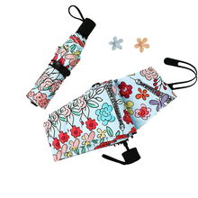 Hand Painted Style Flower Umbrella For Woman Travel Parasol Portable Mini Pocket Folding Sun Umbrellas Compact sombrilla playa 2024 - buy cheap