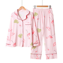 Flamingo Printing Pajamas 100% Cotton Long Sleeve Pyjamas Women Turn-down Collar Pijama Mujer Loungewear Sleepwear Home Clothes 2024 - buy cheap