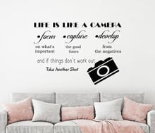 New Wall Decal Quote Life Is Like A Camera Vinyl DIY Self-Adhesive Sticker Photo Studio Home Decor High Quality Art Mural LA744 2024 - buy cheap