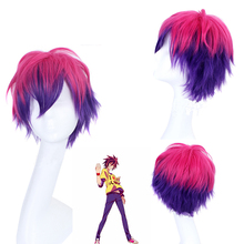 Anime No Game No Life sora Wig red purple Short gradient hair multi-color Heat Resistant Sythentic Hair role play sora Wigs men 2024 - buy cheap