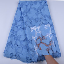 Céu azul africano tecido de renda bordado rendas guipure nigeriano para festas vestido 2019 alta qualidade laço cabo francês tecido y1668 2024 - compre barato