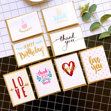 Мини поздравительные открытки на день рождения, золотые металлические открытки с надписью «Thank You», «Love Valentine» 2024 - купить недорого