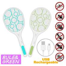 2PCS Blue/Green Mosquito Swatter Killer USB Rechargeable Electric LED light Tennis Bat Handheld Racket Insect Fly Bug Wasp 2024 - buy cheap