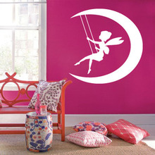 Wall Decals Girls Bedroom Fairy  Moon Swing Magic Cute Baby Room Home Decor Vinyl Wall Stickers Nursery Wallpaper S300 2024 - buy cheap