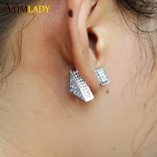 Earings Earrings Brincos Usa Hot Double Sided Aaa Sparking Triangle Shape Front Back Fashion Women Jewelry Jacket Studs Earring 2024 - buy cheap